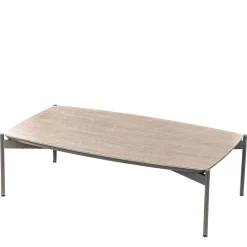 Wohnen Esszimmertische|Tische*85x50 Couchtisch mit Glas Beschichtung Taupe - Basel