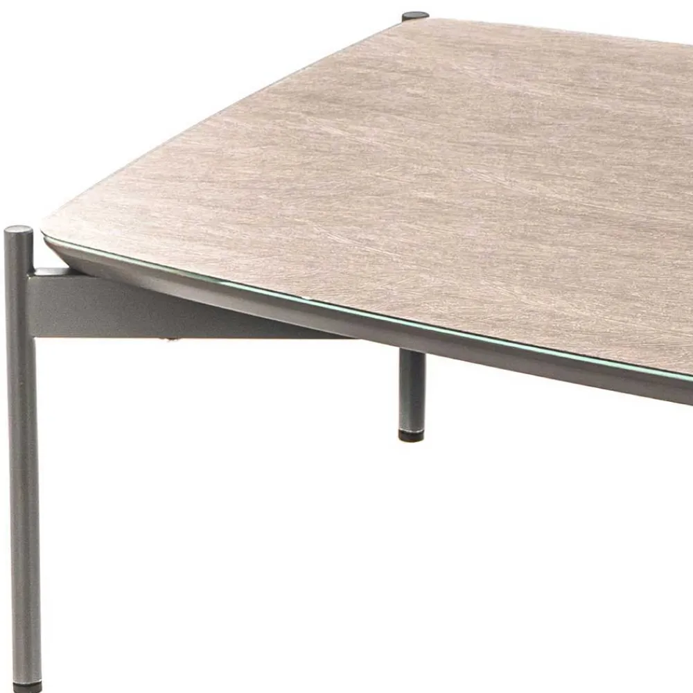 Wohnen Esszimmertische|Tische*85x50 Couchtisch mit Glas Beschichtung Taupe - Basel
