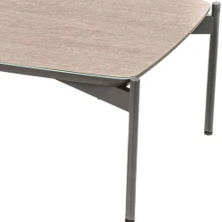 Wohnen Esszimmertische|Tische*85x50 Couchtisch mit Glas Beschichtung Taupe - Basel