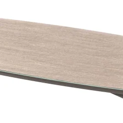 Wohnen Esszimmertische|Tische*85x50 Couchtisch mit Glas Beschichtung Taupe - Basel