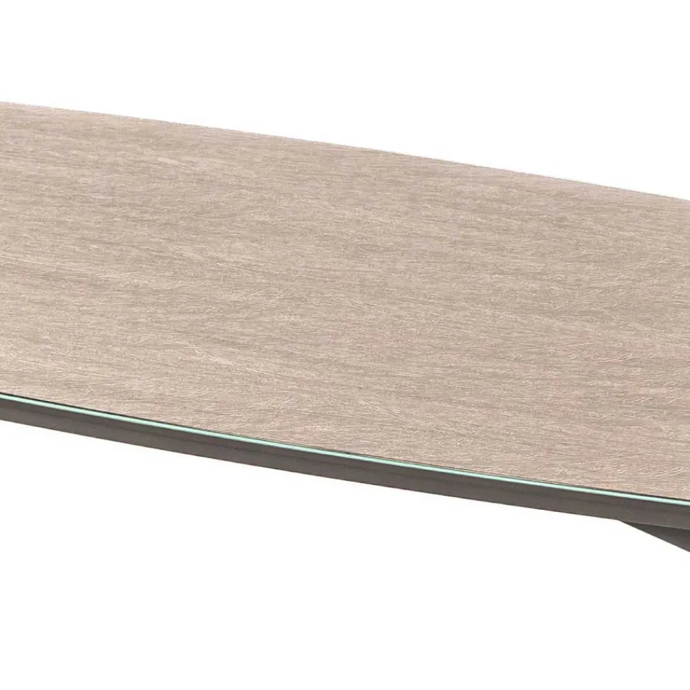 Wohnen Esszimmertische|Tische*85x50 Couchtisch mit Glas Beschichtung Taupe - Basel