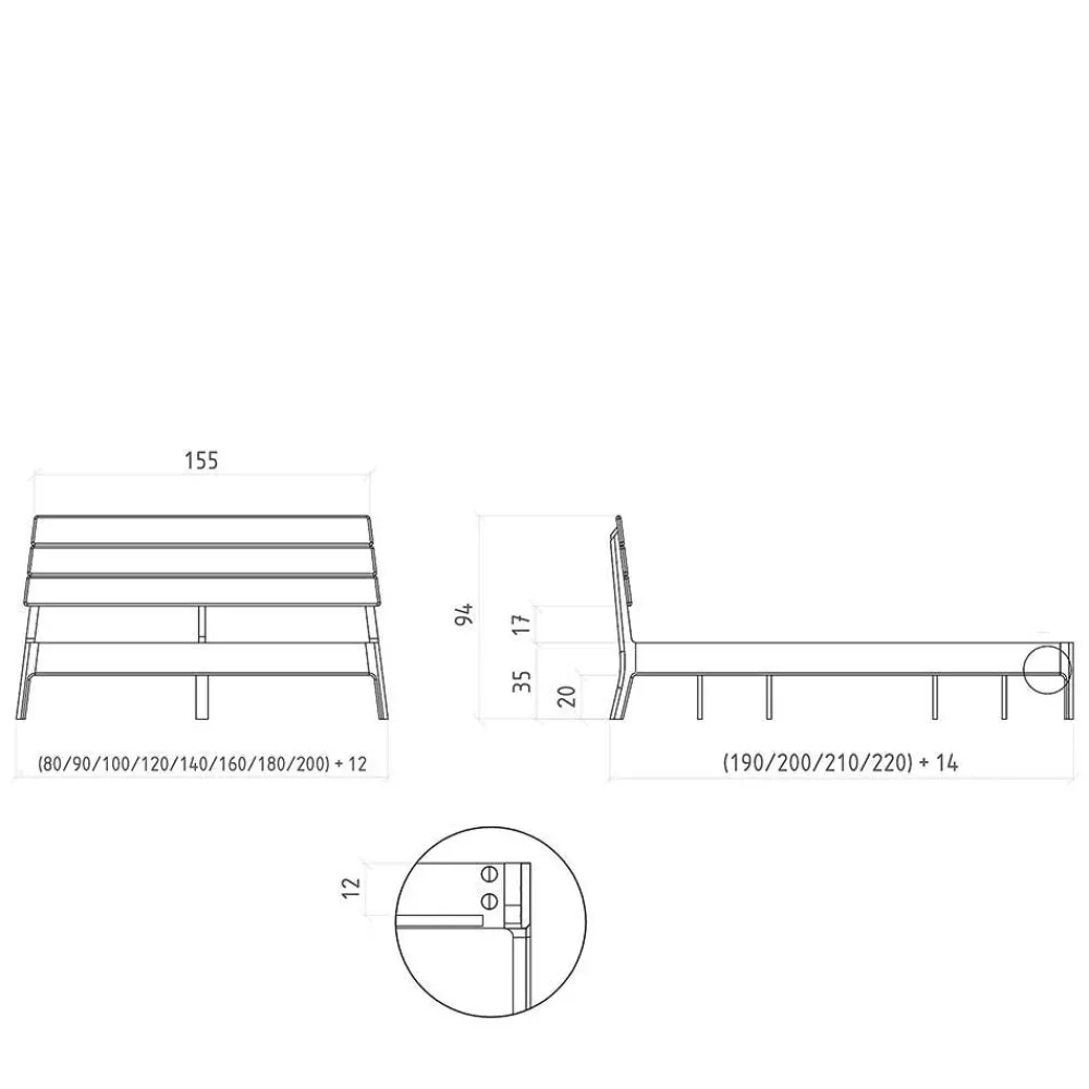 Wohnen 140x200 Designbett aus Wildeiche - Puwa
