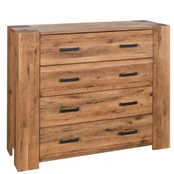 Wohnen 120x100 Eiche Kommode mit Metallgriffen - Latinossa