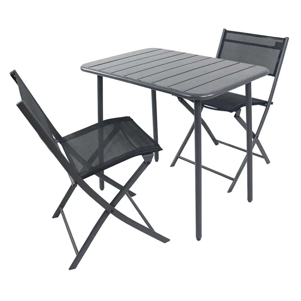 Wohnen Balkonmöbel|Terrassenmöbel*80x55 Gartentisch & Klappstühle Set - Xenata (dreiteilig)