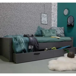 Wohnen Jugendbetten*90x200 Holzbett in Grau aus Kiefer - Firgetta