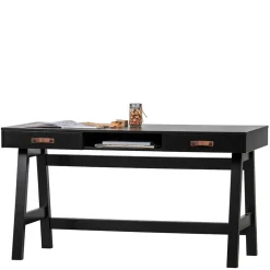 Wohnen Massivholzmöbel|Jugendzimmertische*140x62 Kiefernholz Schreibtisch in Schwarz - Ilvessino