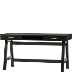 Wohnen Massivholzmöbel|Jugendzimmertische*140x62 Kiefernholz Schreibtisch in Schwarz - Ilvessino