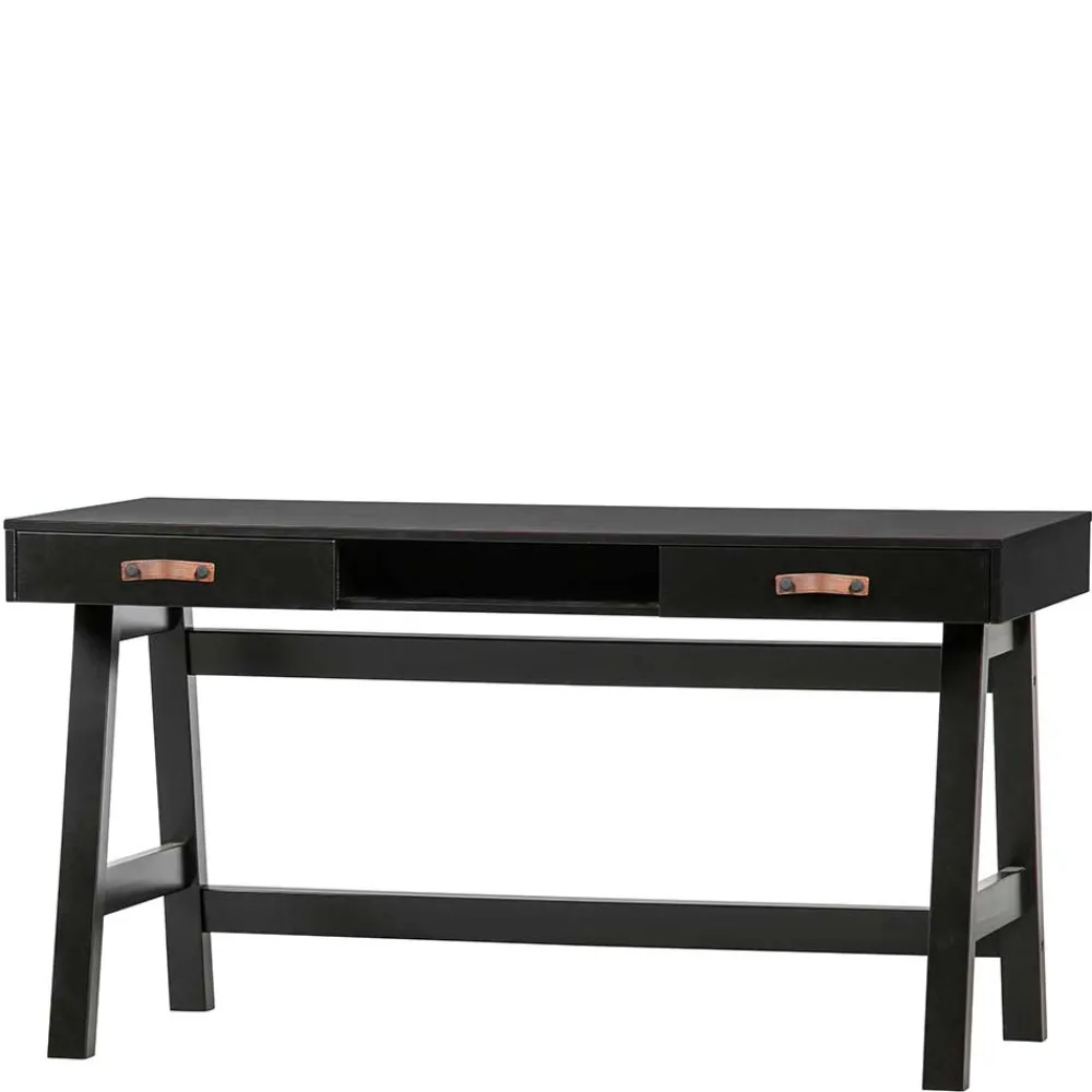 Wohnen Massivholzmöbel|Jugendzimmertische*140x62 Kiefernholz Schreibtisch in Schwarz - Ilvessino