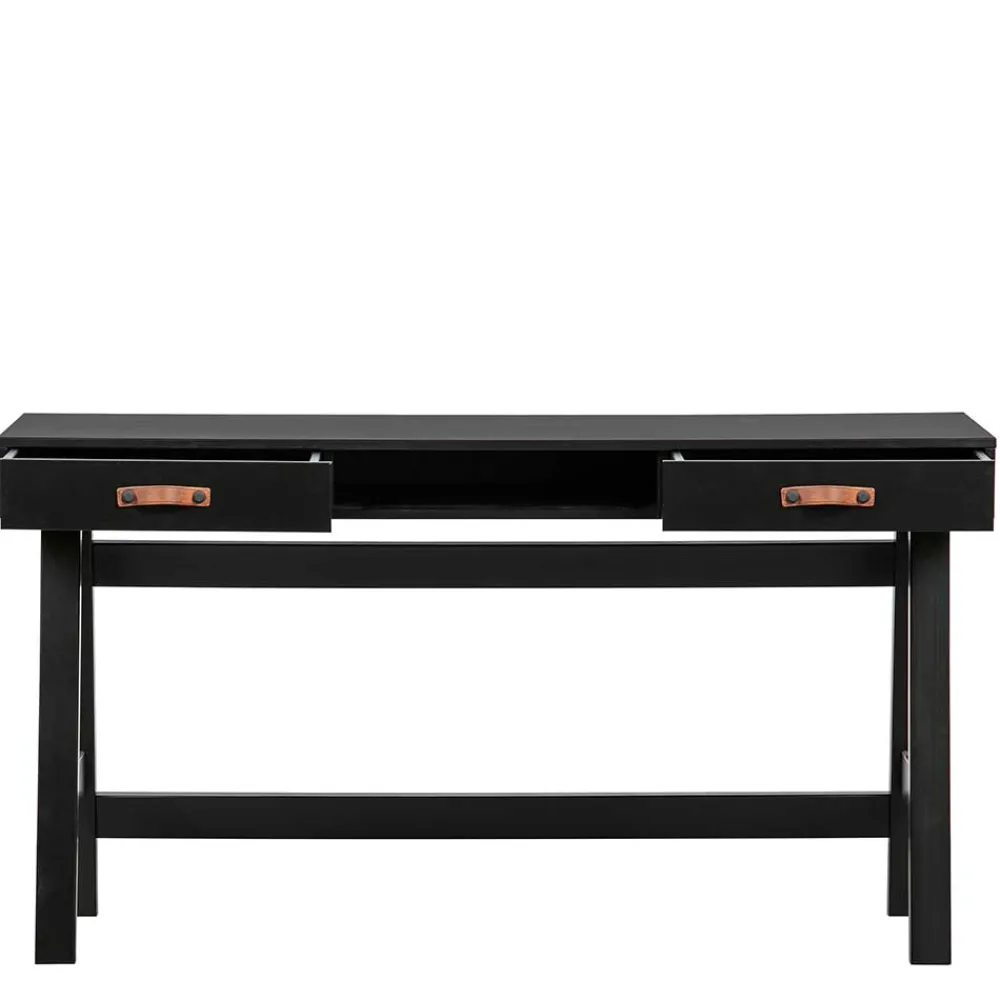 Wohnen Massivholzmöbel|Jugendzimmertische*140x62 Kiefernholz Schreibtisch in Schwarz - Ilvessino