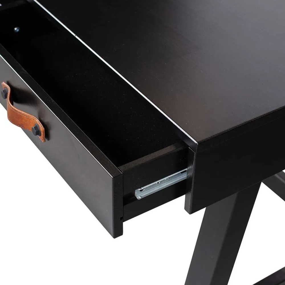Wohnen Massivholzmöbel|Jugendzimmertische*140x62 Kiefernholz Schreibtisch in Schwarz - Ilvessino