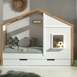 Wohnen Kinderbetten|Kindermöbel*90x200 Kinderbett im Hausdesign mit Fenster - Vigretta