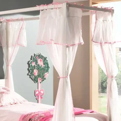 Wohnen Kinderbetten*90x200 Mädchen Himmelbett in Weiß & Rosa - Cumba