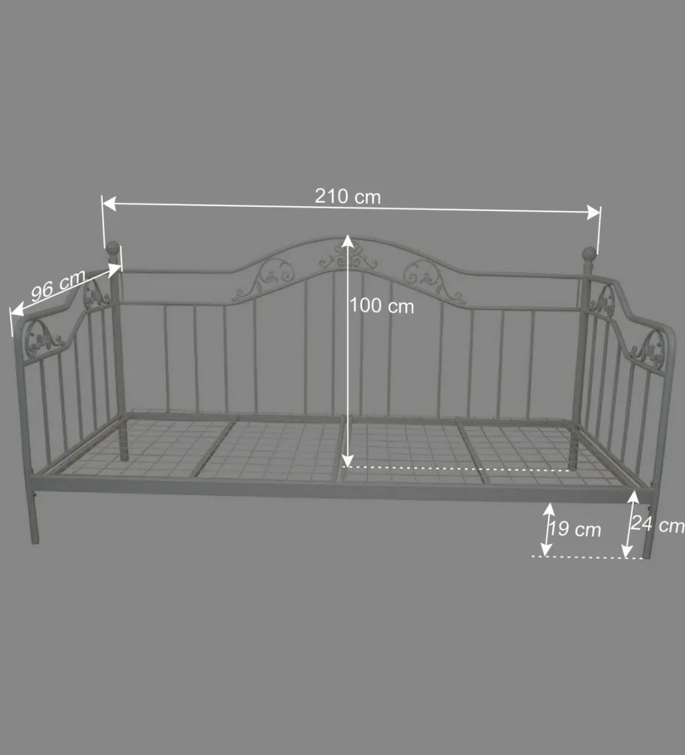 Wohnen Vintage Möbel*90x200 Metall Daybed in Weiß - Alberton