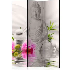 Wohnen Asiatische Möbel*135x172 Paravent Buddha mit Orchideen - Abion
