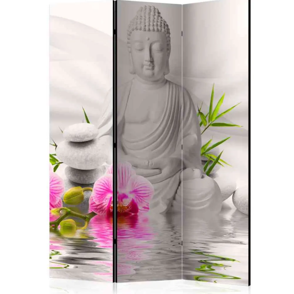 Wohnen Asiatische Möbel*135x172 Paravent Buddha mit Orchideen - Abion