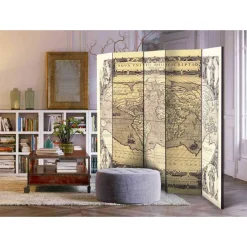 Wohnen 225x172 Paravent Nostalgie Weltkarte - Audra
