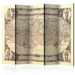Wohnen 225x172 Paravent Nostalgie Weltkarte - Audra