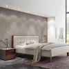 Wohnen 140x200 Polsterbett in Beige und Nussbaum - Kyras