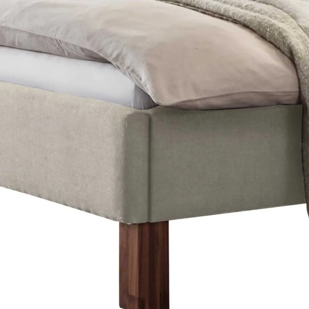 Wohnen 140x200 Polsterbett in Beige und Nussbaum - Kyras