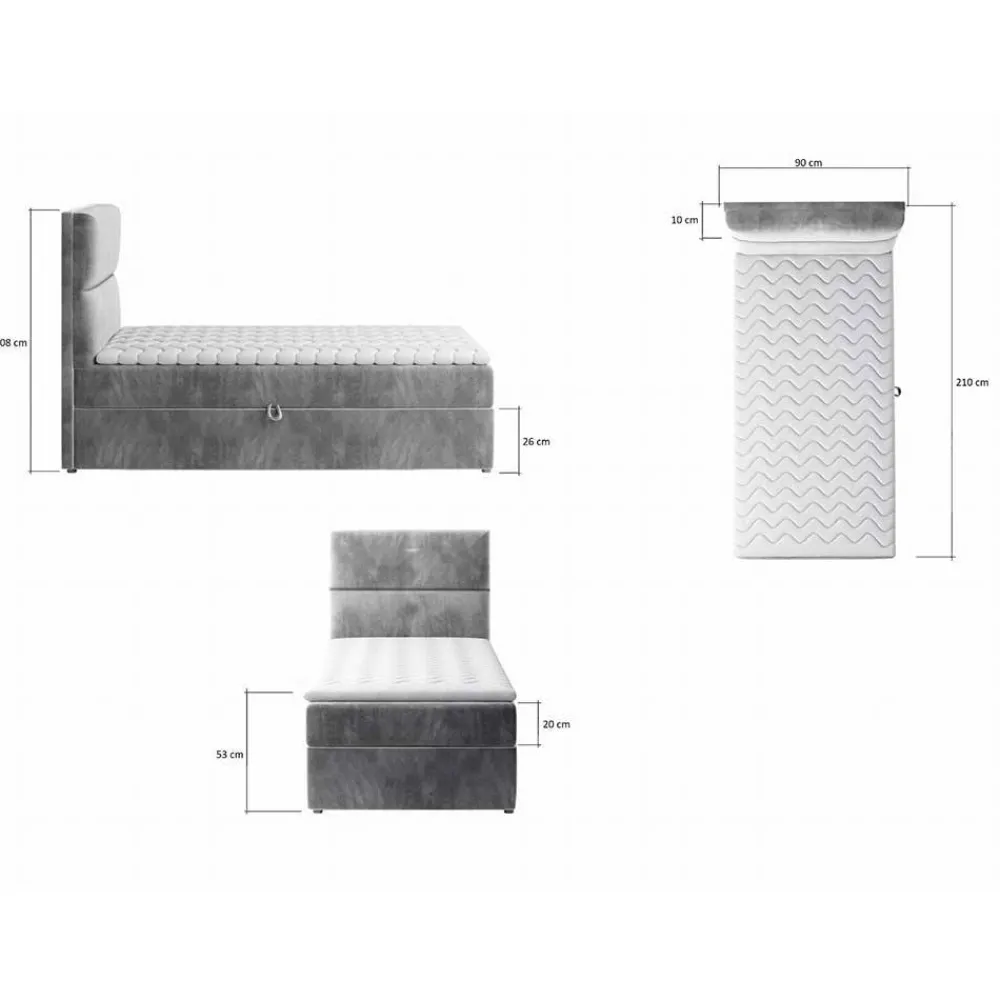Wohnen Betten|Betten*90x200 Polsterbett in Grau - Pandaua