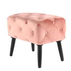 Wohnen Vintage Möbel*60x40 Polsterhocker in Rosa Samt - Kenry