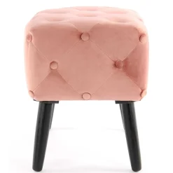 Wohnen Vintage Möbel*60x40 Polsterhocker in Rosa Samt - Kenry