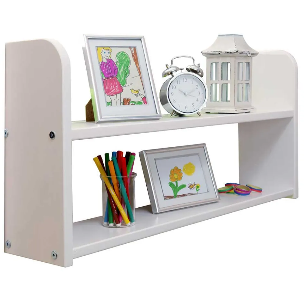 Kinder Wohnen 90x200 Prinzessinnen Etagenbett in Weiß mit Stoff Set - Laxela