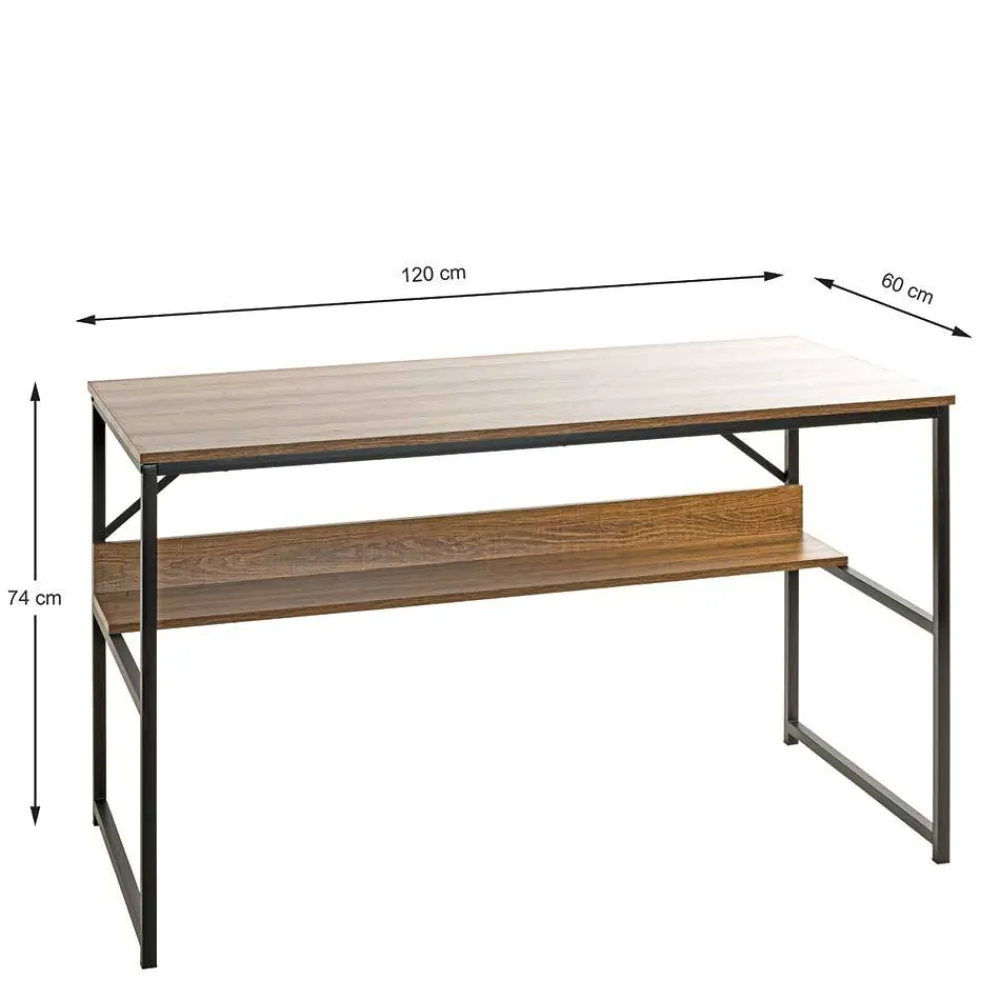 Wohnen Schwarze Möbel|Tische*120x60 Schreibtisch in Eiche Nachbildung - Fulias