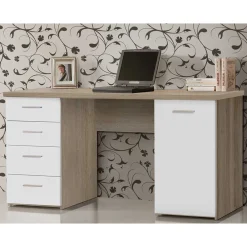 Wohnen Kinderschreibtische*145x60 Schreibtisch in Sonoma-Eiche & Weiß - Iga