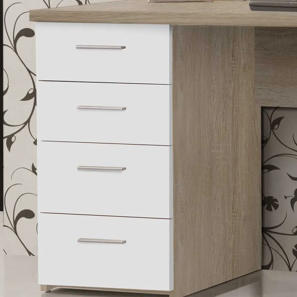 Wohnen Kinderschreibtische*145x60 Schreibtisch in Sonoma-Eiche & Weiß - Iga