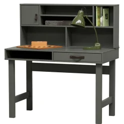 Wohnen 122x58 Schreibtisch mit Aufsatz in Graugrün - Daraon