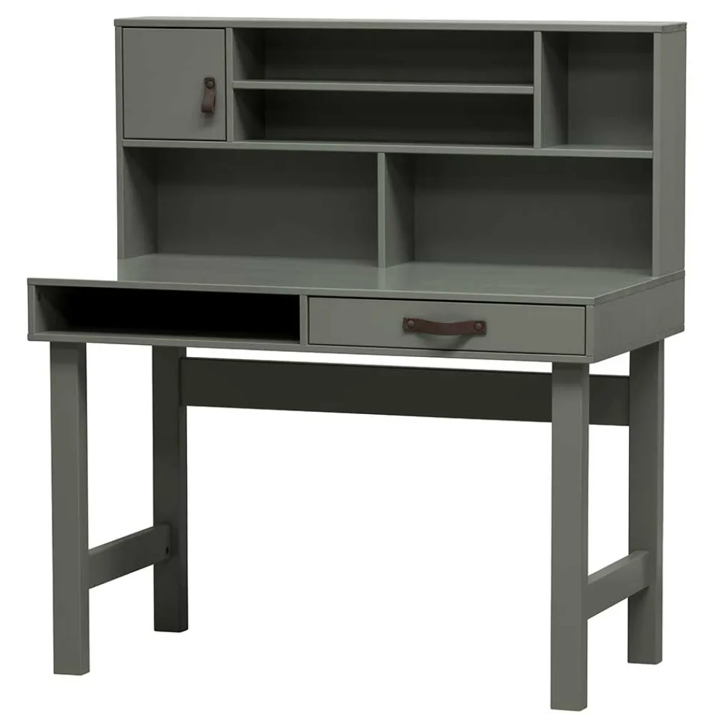 Wohnen 122x58 Schreibtisch mit Aufsatz in Graugrün - Daraon