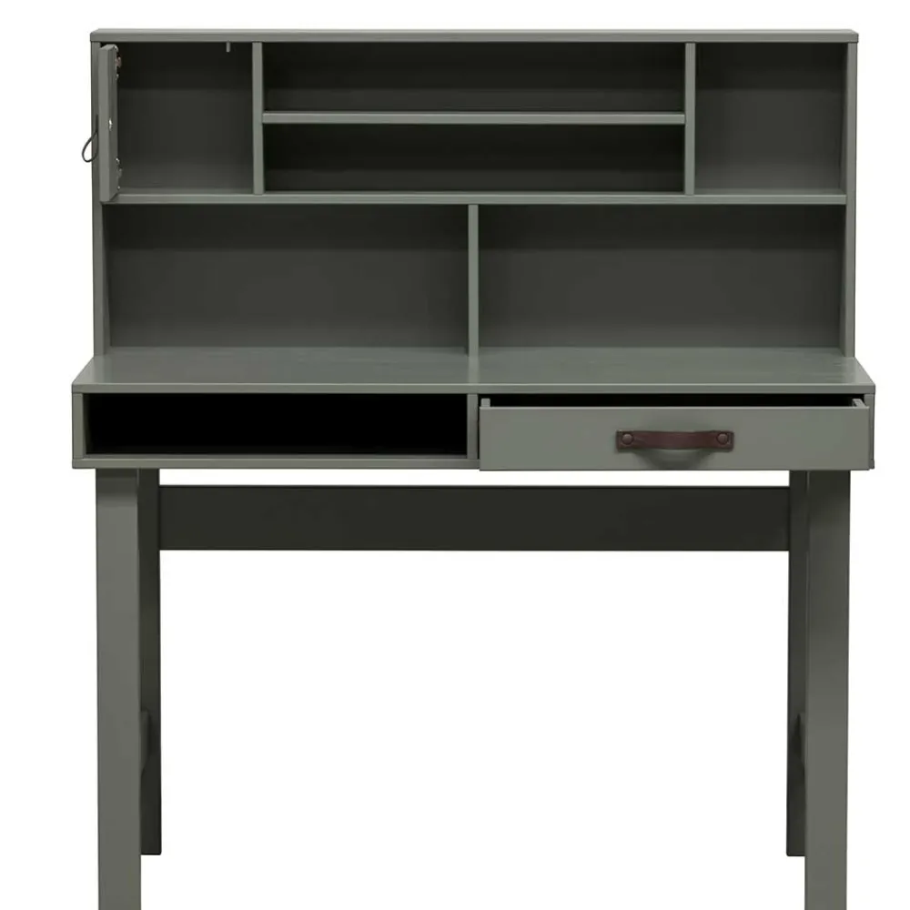 Wohnen 122x58 Schreibtisch mit Aufsatz in Graugrün - Daraon