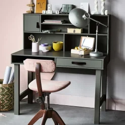 Wohnen 122x58 Schreibtisch mit Aufsatz in Graugrün - Daraon