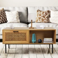 Wohnen Rattanmöbel*110x59 Skandi Couchtisch mit Wiener Geflecht - Esholda