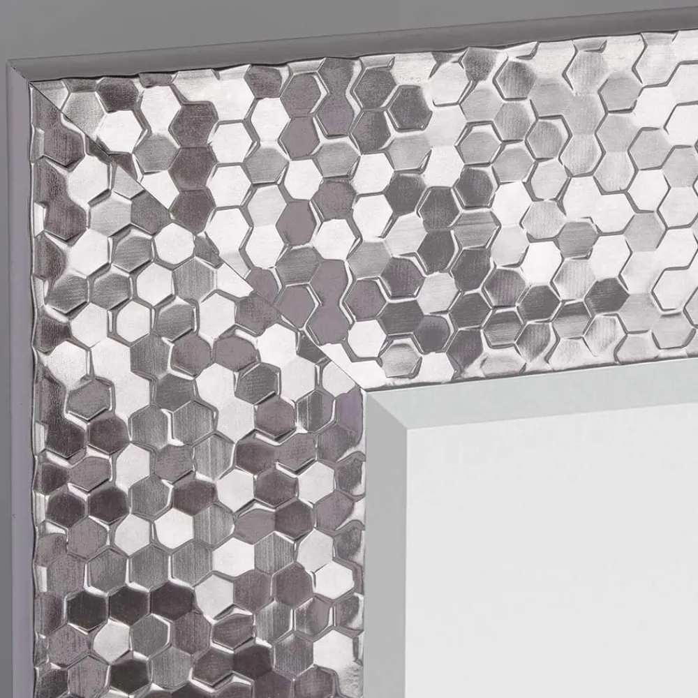 Wohnen Spiegel|Flurspiegel*55x70 Spiegel mit breitem Rahmen in Silber - Tunapuna