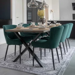 Wohnen Küchen-Essgruppen|Esszimmer Komplett*200x95 Tisch mit Polsterstühlen - Ricinga (siebenteilig)