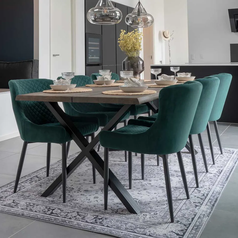 Wohnen Küchen-Essgruppen|Esszimmer Komplett*200x95 Tisch mit Polsterstühlen - Ricinga (siebenteilig)