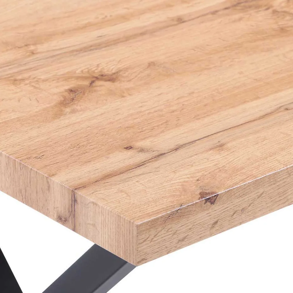 Wohnen 160x90 Tisch mit X-Füßen & Stühle - Zandras (fünfteilig)