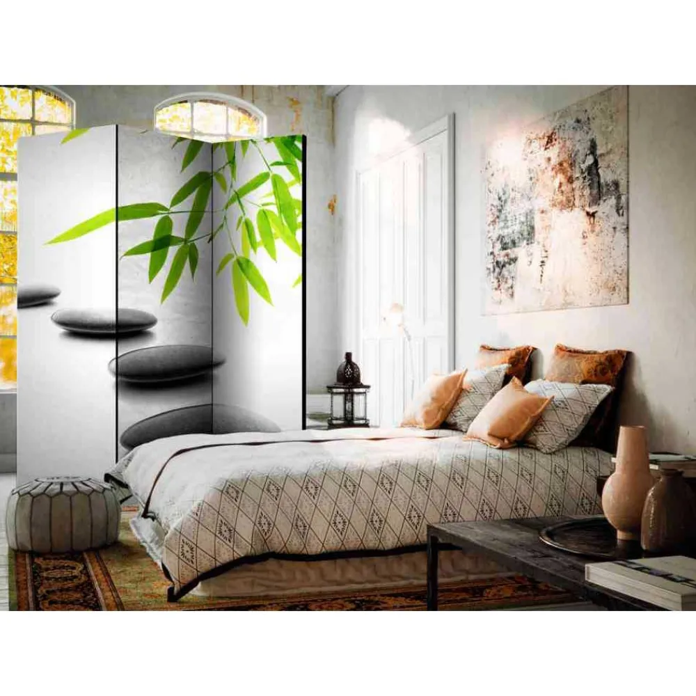 Wohnen 135x172 Trennwand Kiesel & Bambus - Mandina