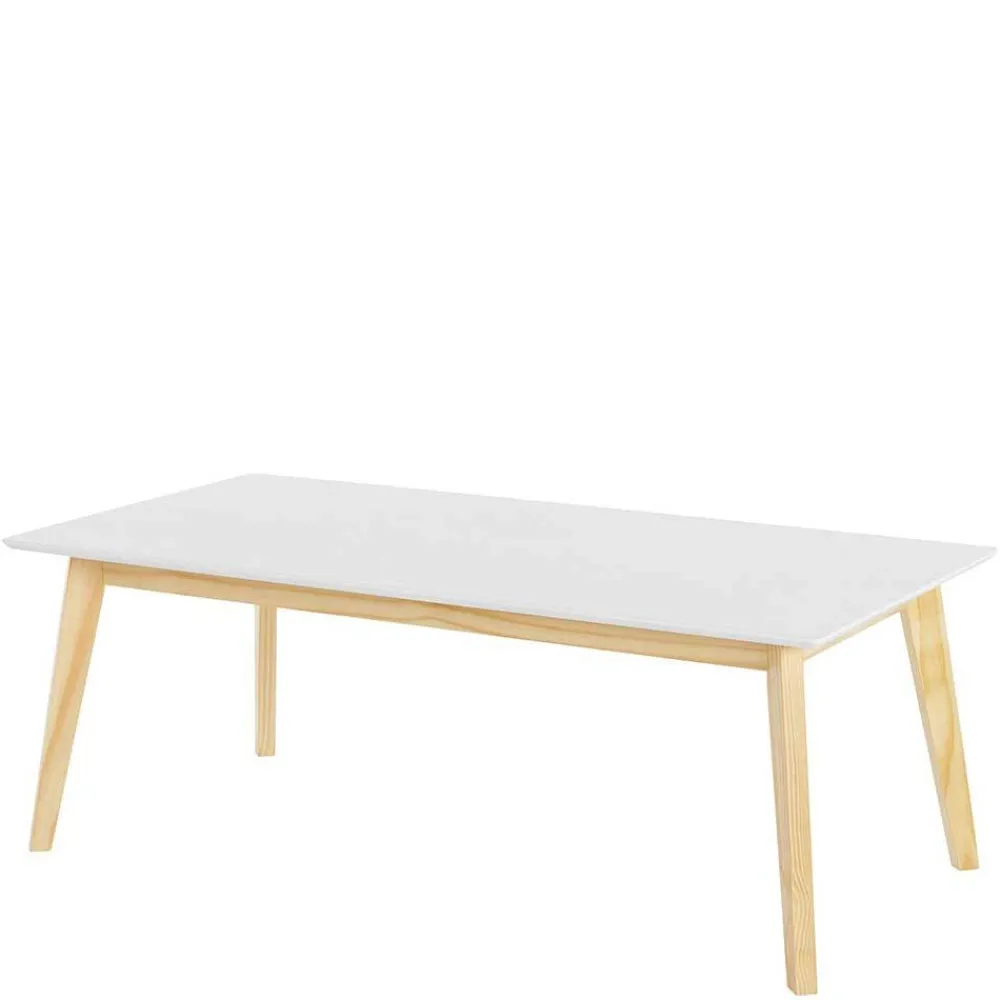 Wohnen 120x60 Wohnzimmer Tisch in Weiß & Kiefer - Tropezian