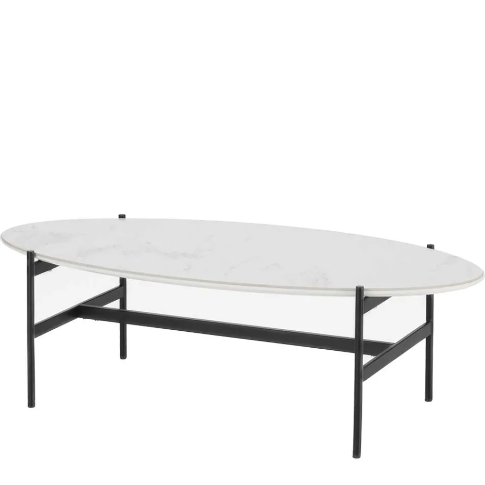 Wohnen Schwarze Möbel|Graue Möbel*110x50 Wohnzimmertisch in Oval Marmor Optik - Inn