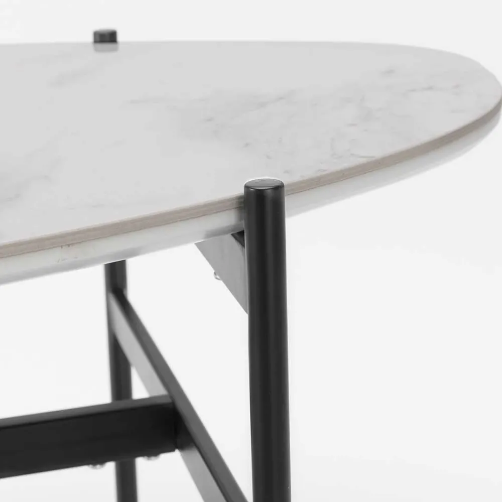 Wohnen Schwarze Möbel|Graue Möbel*110x50 Wohnzimmertisch in Oval Marmor Optik - Inn