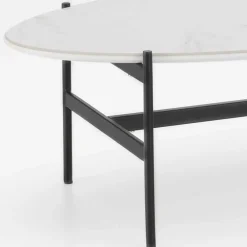 Wohnen Schwarze Möbel|Graue Möbel*110x50 Wohnzimmertisch in Oval Marmor Optik - Inn