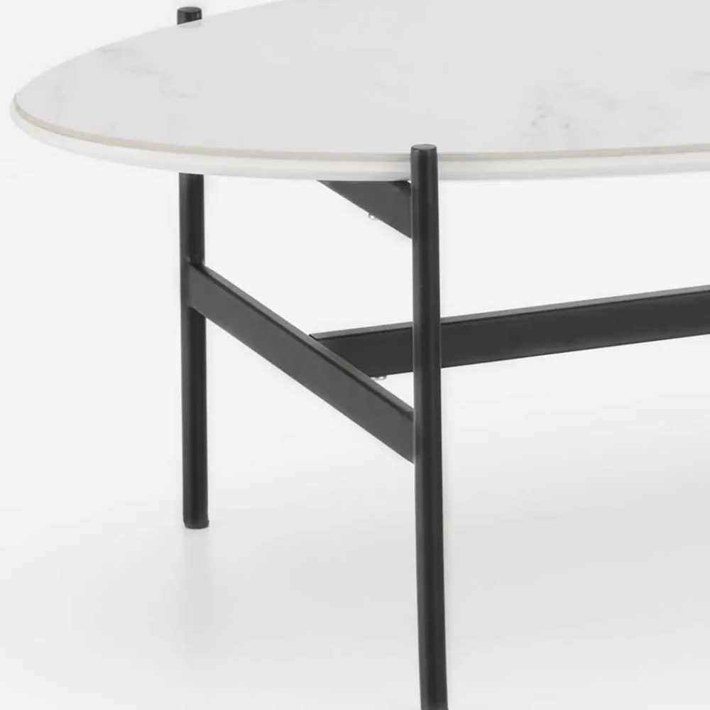 Wohnen Schwarze Möbel|Graue Möbel*110x50 Wohnzimmertisch in Oval Marmor Optik - Inn