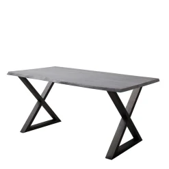 Wohnen X-Bein Esszimmertisch mit Baumkante in Grau - Korcula