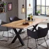 Wohnen Naturholzmöbel|Tische*X-Fuß Designtisch mit Holz Platte mit Naturkante - Liyadiro