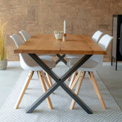 Wohnen Küchen-Essgruppen|Esszimmer Komplett*X-Fuß Esstisch & Schalenstühle - Flumicina (fünfteilig)