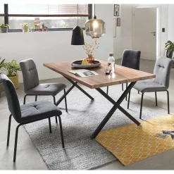 Wohnen Küchen-Essgruppen|Esszimmer Komplett*X-Fuß Esstisch & Stühle Set - Cralega (fünfteilig)