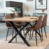 Wohnen Küchen-Essgruppen|Esszimmer Komplett*X-Fuß Esszimmertisch & Kunstlederstühle Braun - Gyrineva (fünfteilig)